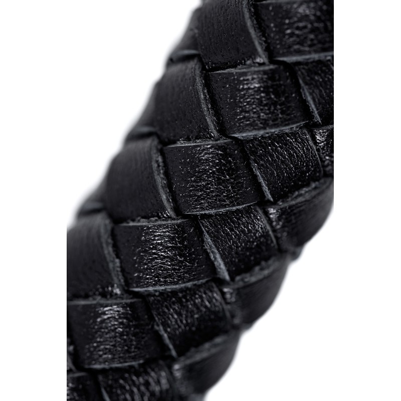 Кнут плетеный Pecado BDSM, натуральная кожа, черный, 75 см.