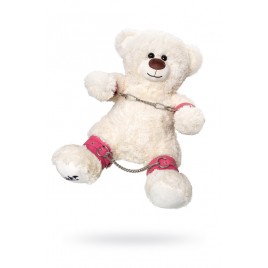 Бандажный набор "Медведь белый" Pecado BDSM (оковы, наручники), натуральная кожа, розовый
