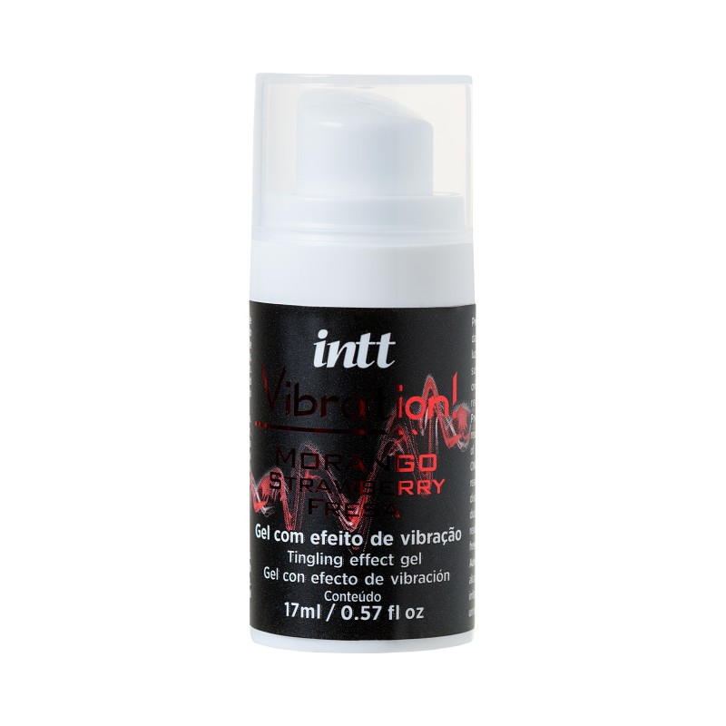 Жидкий массажный гель INTT VIBRATION Strawberry с эффектом вибрации и ароматом клубники, 17 мл