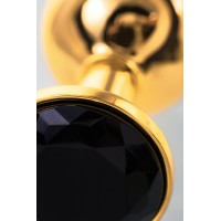 Анальная втулка Metal by TOYFA, металл, золотистая, с черным кристаллом, 7,5 см, Ø 3 см, 145 г
