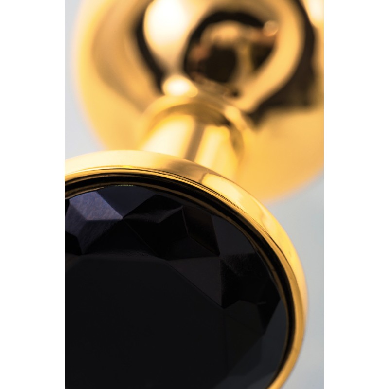 Анальная втулка Metal by TOYFA, металл, золотистая, с черным кристаллом, 7,5 см, Ø 3 см, 145 г