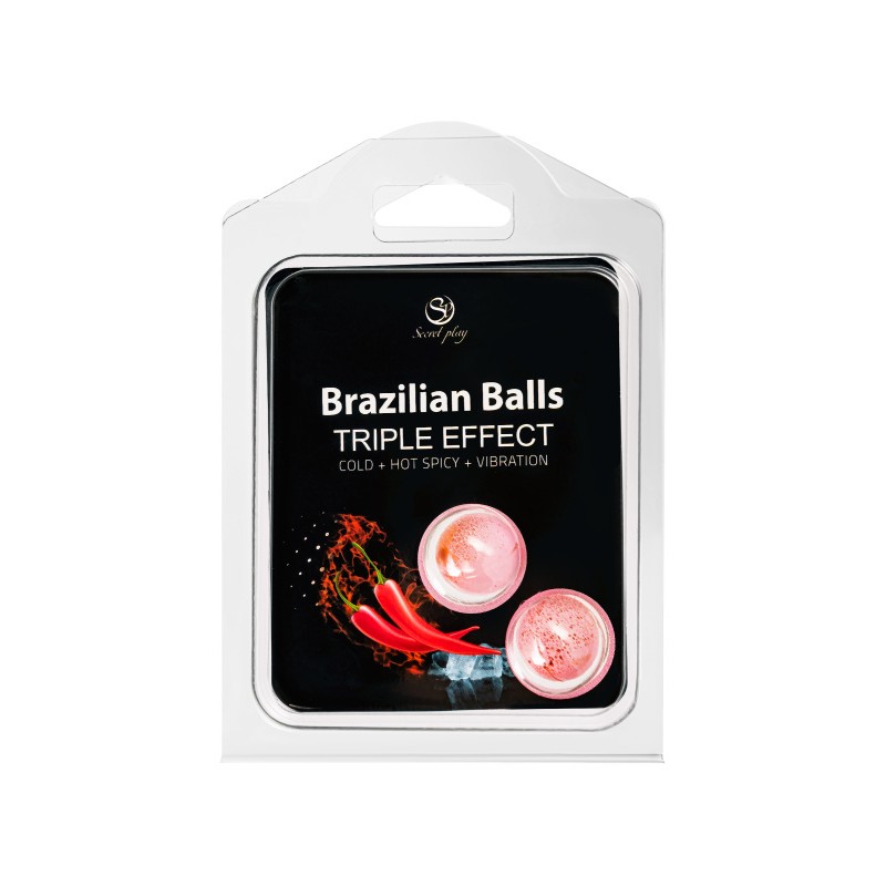 Массажное масло SECRET PLAY BRAZILIAN BALLS, тройной эффект, 2 х 4 гр