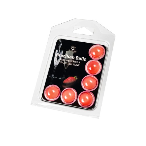 Массажное масло SECRET PLAY BRAZILIAN BALLS, клубника и шампанское, 6 х 4 гр