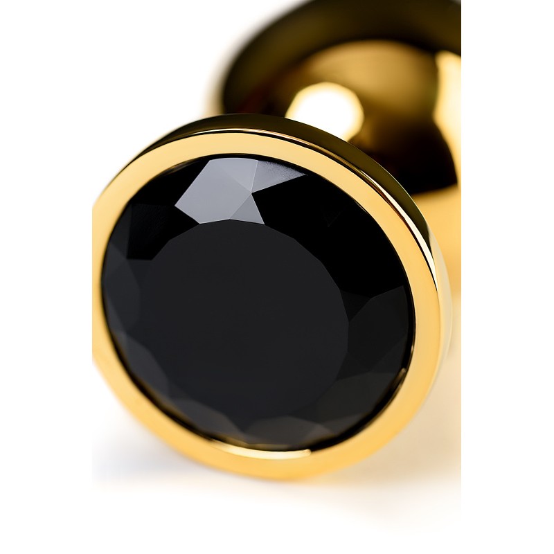 Анальная втулка Metal by TOYFA, металл, золотая, с чёрным кристаллом, 9,5 см, Ø 4 см, 145 г