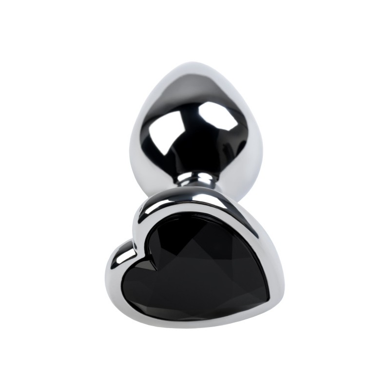 Анальная втулка Metal by TOYFA, металл, серебряная, с чёрным кристаллом, 7 см, Ø 2,7 см, 50 г