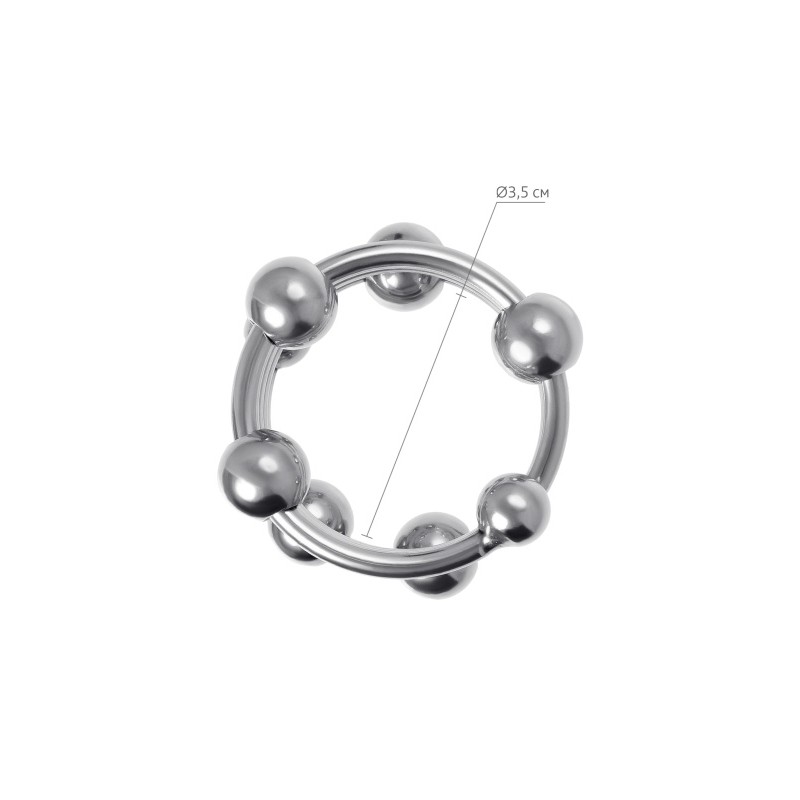 Кольцо под головку пениса Metal by TOYFA, металл, серебристое, Ø 3,5см