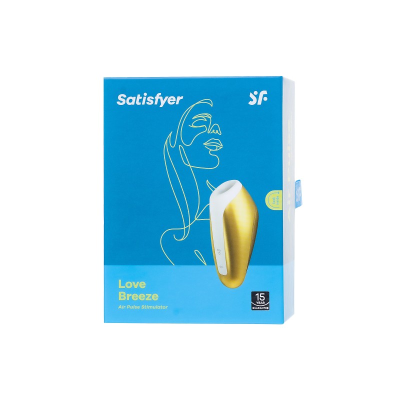 Вакуум-волновой бесконтактный стимулятор клитора Satisfyer Love Breeze, силикон, золотой, 9,5 см.