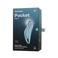 Вакуум-волновой стимулятор клитора с вибрацией Satisfyer Pocket Pro 1, силикон, голубой, 13,9 см