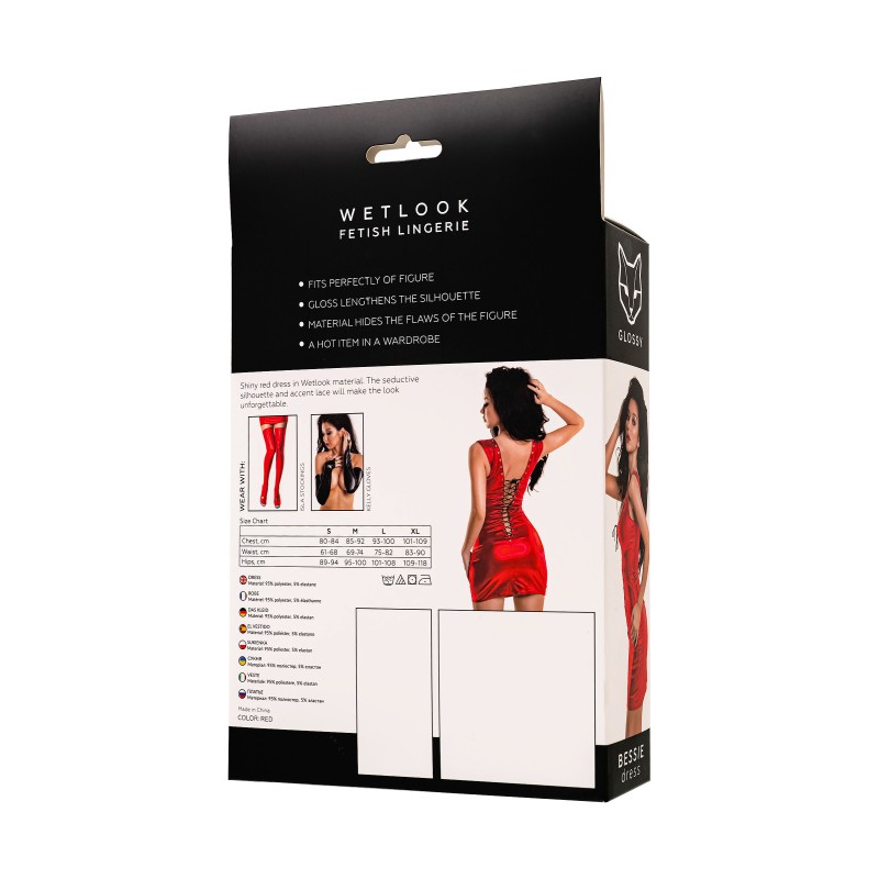 Платье Glossy Bessie из материала Wetlook, красный, M