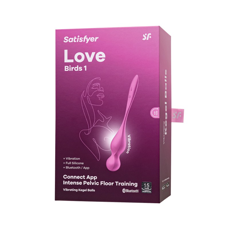 Вагинальные шарики с вибрацией Satisfyer Love Birds 1 Connect App, розовый, 22,2 см