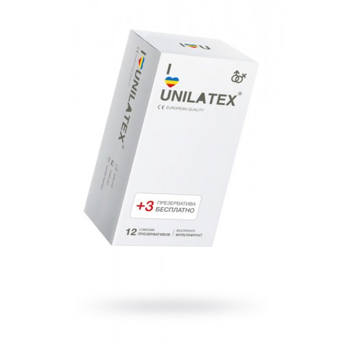 Презервативы Unilatex Multifrutis №12+3  ароматизированные ,цветные