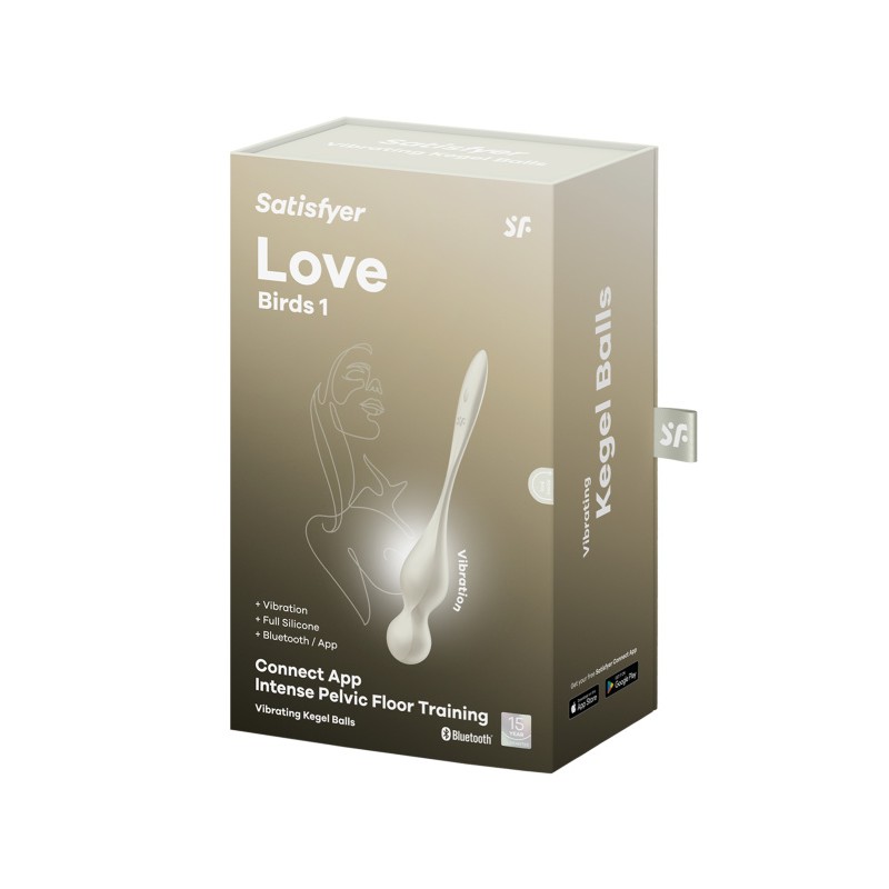 Вагинальные шарики с вибрацией Satisfyer Love Birds 1 Connect App, белый, 22,2 см