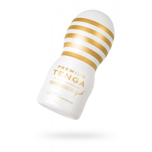 Нереалистичный мастурбатор TENGA  PREMIUM Original Vacuum CUP GENTLE , TPE, белый, 15,5 см