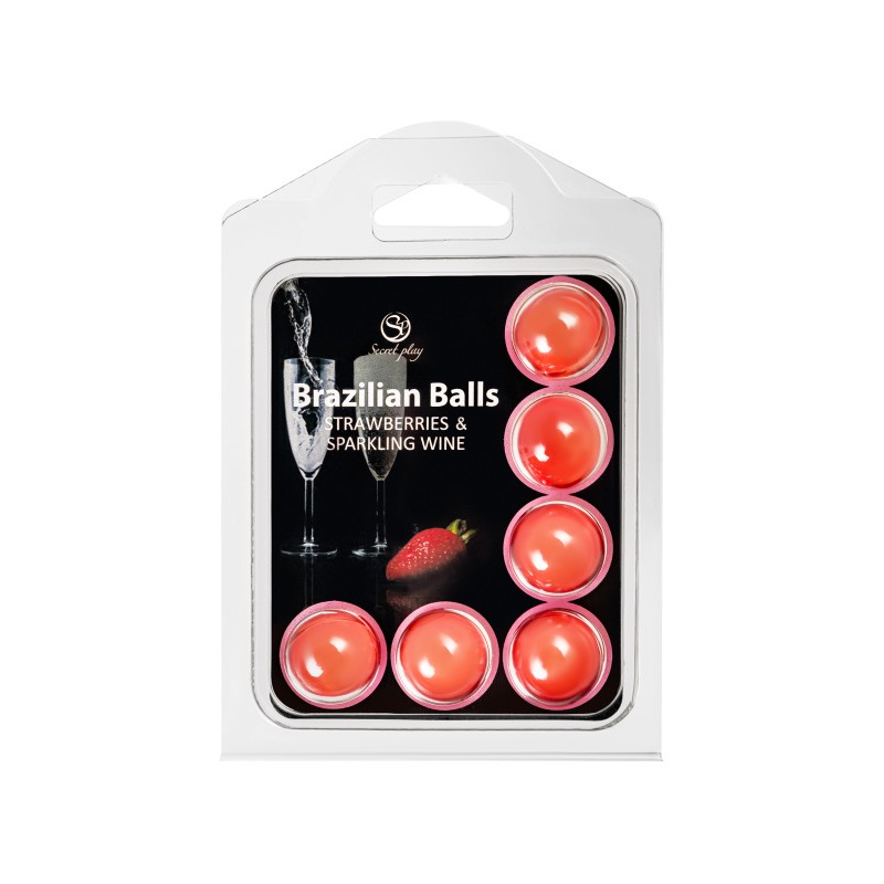 Массажное масло SECRET PLAY BRAZILIAN BALLS, клубника и шампанское, 6 х 4 гр