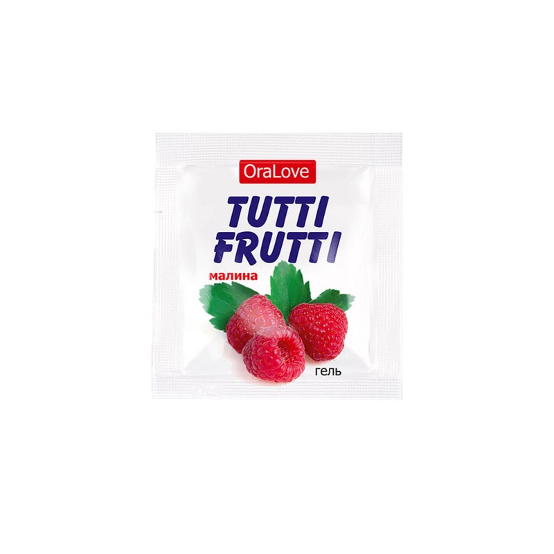 Съедобная гель-смазка TUTTI-FRUTTI для орального секса со вкусом малины ,4гр по 20 шт в упаковке