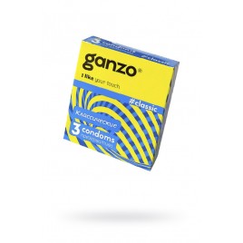 Презервативы Ganzo Classic, классические, с обильной смазкой, латекс, 18,5 см, 3 шт