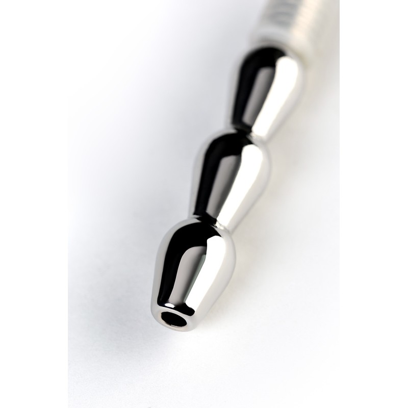Уретральный катетер TOYFA Metal, со сменными фиксирующими кольцами, силикон, серебряный
