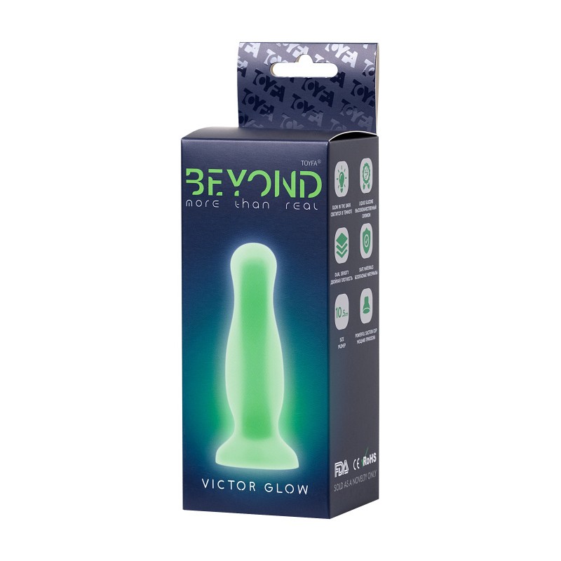 Анальная втулка светящаяся в темноте Beyond by Toyfa Victor Glow, силикон, прозрачный, 10 см