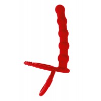 Насадка на пенис для двойного проникновения Black&Red by TOYFA, силикон, красная, 19,5 см