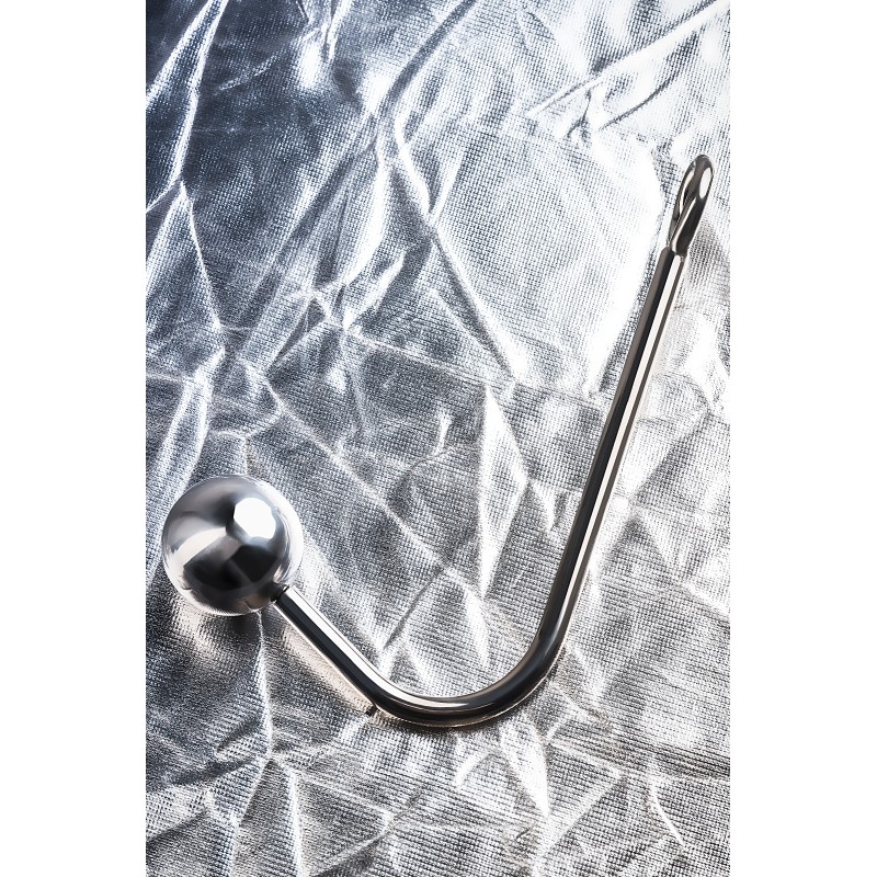 Крюк анальный с двумя сменными шарами, TOYFA Metal, металл, серебряный, 24 см