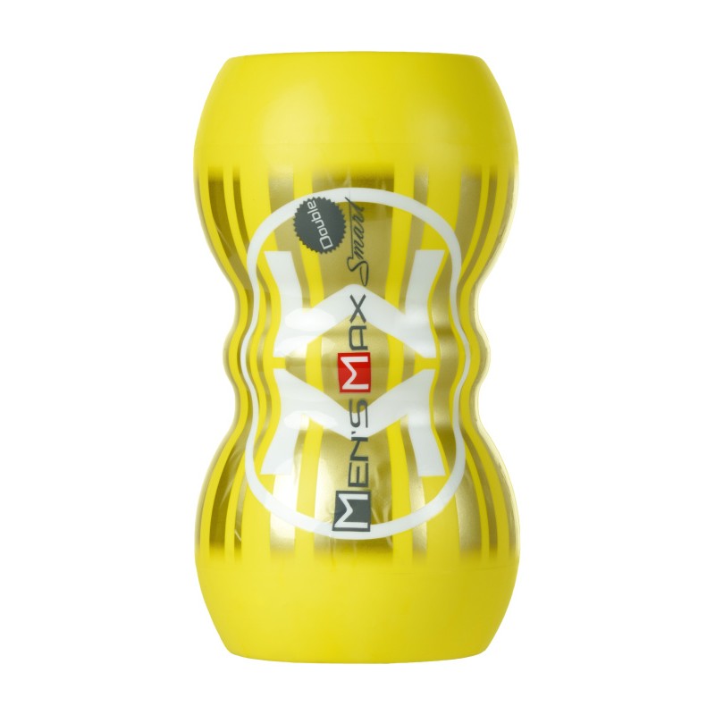 Мастурбатор нереалистичный, Smart Doubble, MensMax, TPE, желтый, 14,5 см