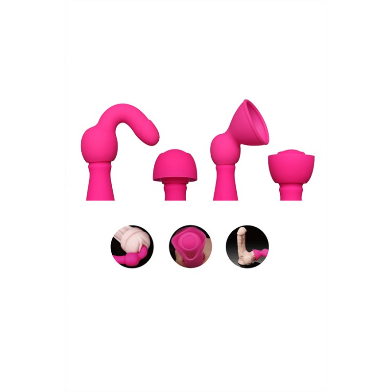 Вибратор S-HANDE BOWLING с набором насадок, силикон, розовый