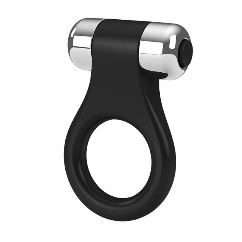 Эрекционное кольцо OVO в форме драгоценного изделия с вибрацией, силиконовое, черное
