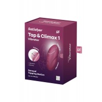 Вибромассажер Satisfyer Tap & Climax 1, силикон, бордовый, 11 см