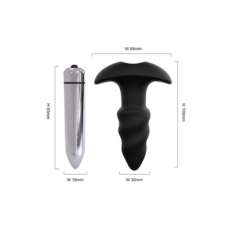 Анальная втулка S-HANDE LOVEARROW с вибрацией, силикон, черная, 10 см