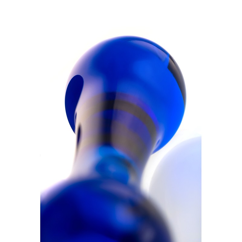 Двусторонний фаллоимитатор Sexus Glass, стекло, синий, 20,5 см