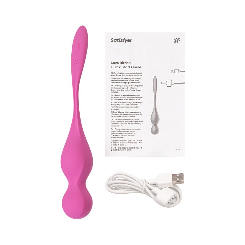 Вагинальные шарики с вибрацией Satisfyer Love Birds 1 Connect App, розовый, 22,2 см