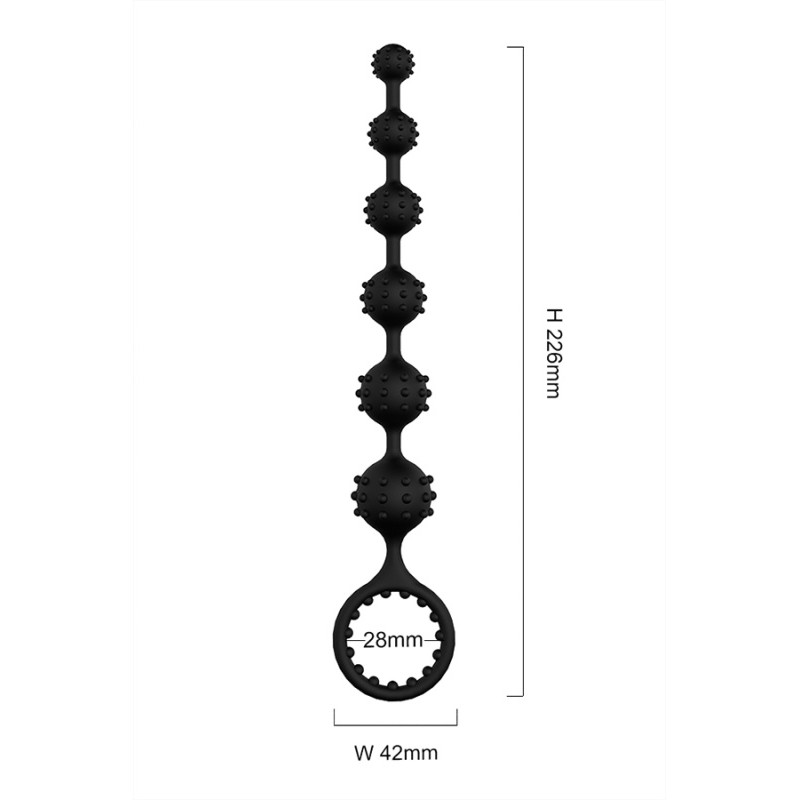 Анальная цепочка S-HANDE TOTO, силикон, черная, 22,6 см