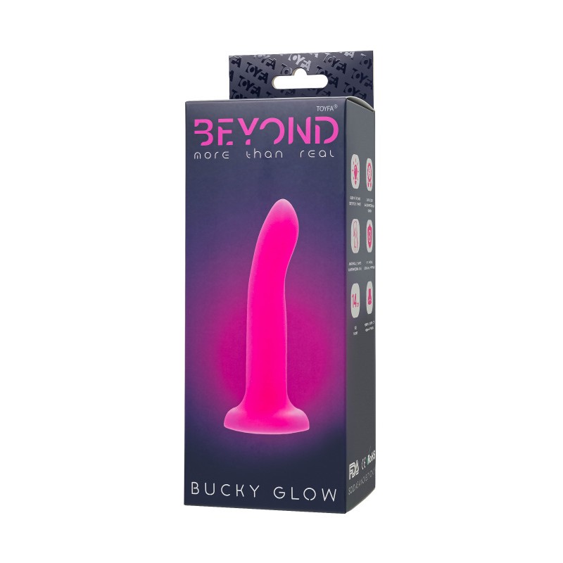 Фаллоимитатор, светящийся в темноте Beyond by Toyfa Bucky Glow, силикон, розовый, 14 см