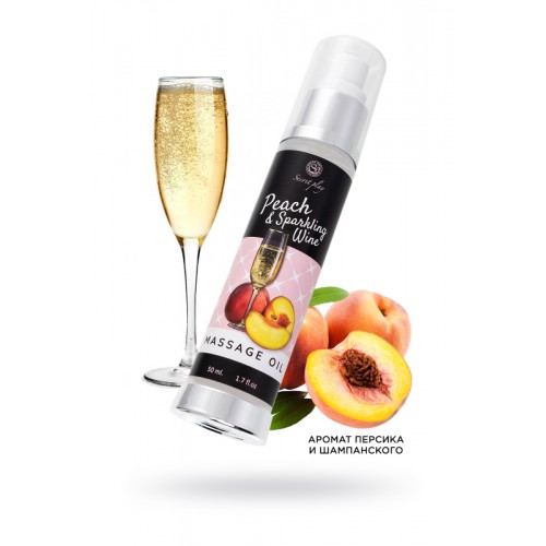 Массажное масло SECRET PLAY с ароматом персика и шампанского, 50 мл