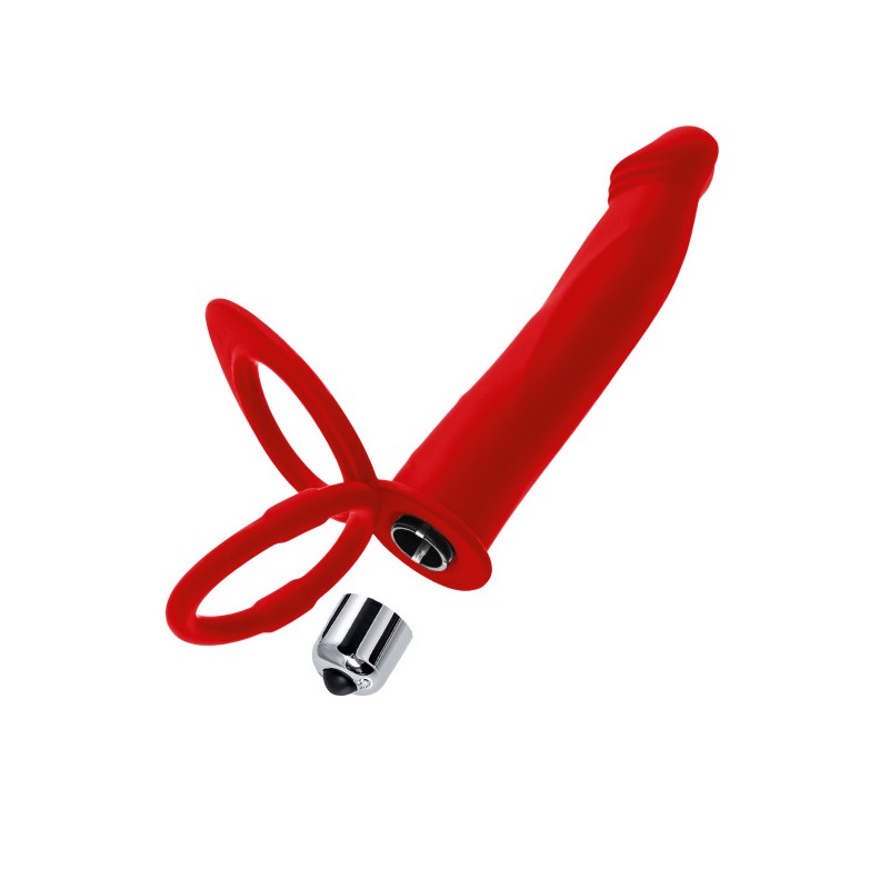 Насадка на пенис для двойного проникновения Black&Red by TOYFA, силикон, красная, 19 см