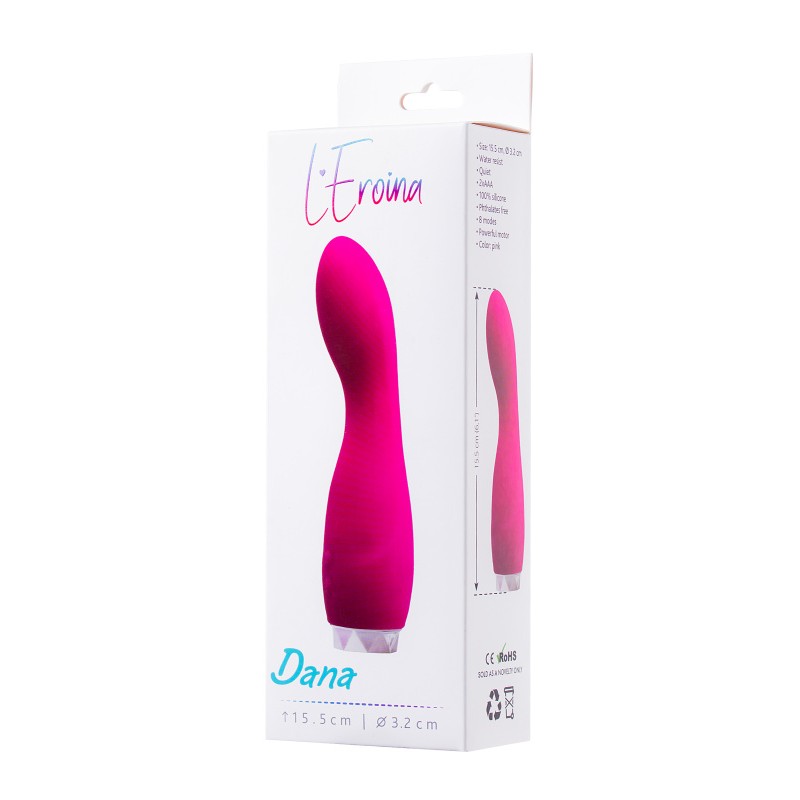 Вибратор L'EROINA Dana, силикон, розовый, 15,5 см