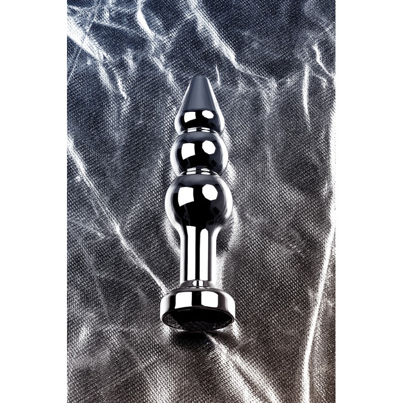 Анальная втулка Metal by TOYFA, металл, серебряная, с чёрным кристаллом, 11 см, Ø 3 см, 95 г