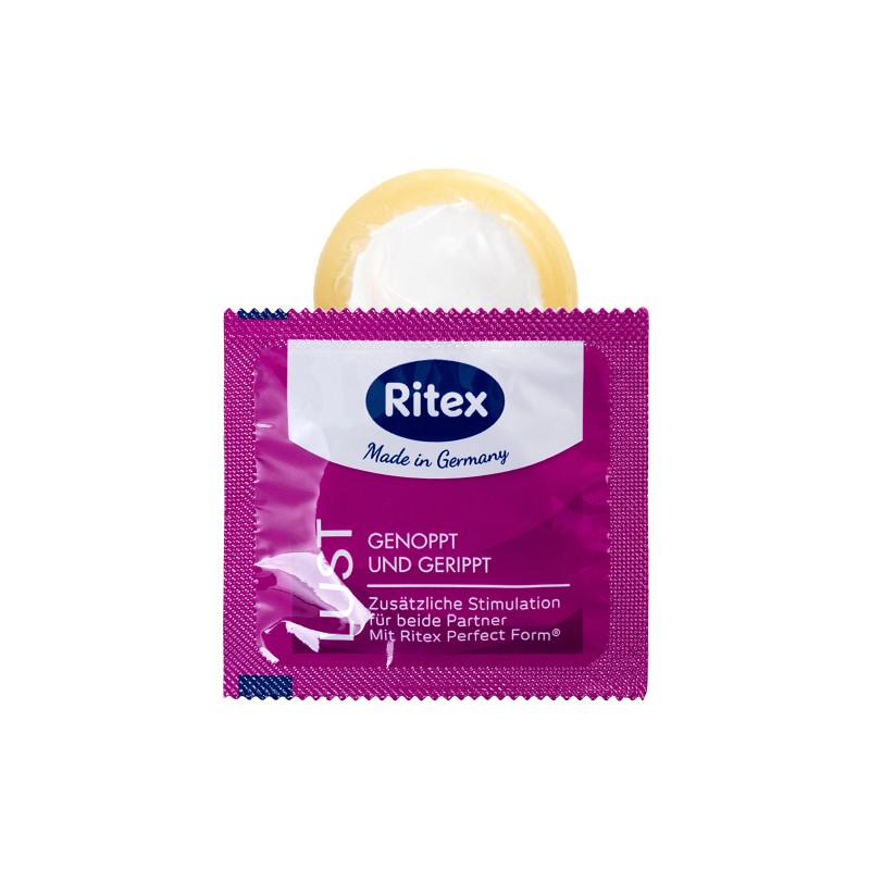 Презервативы Ritex, lust, латекс, рифленые, точечные, 19 см, 5,5 см, 3 шт.