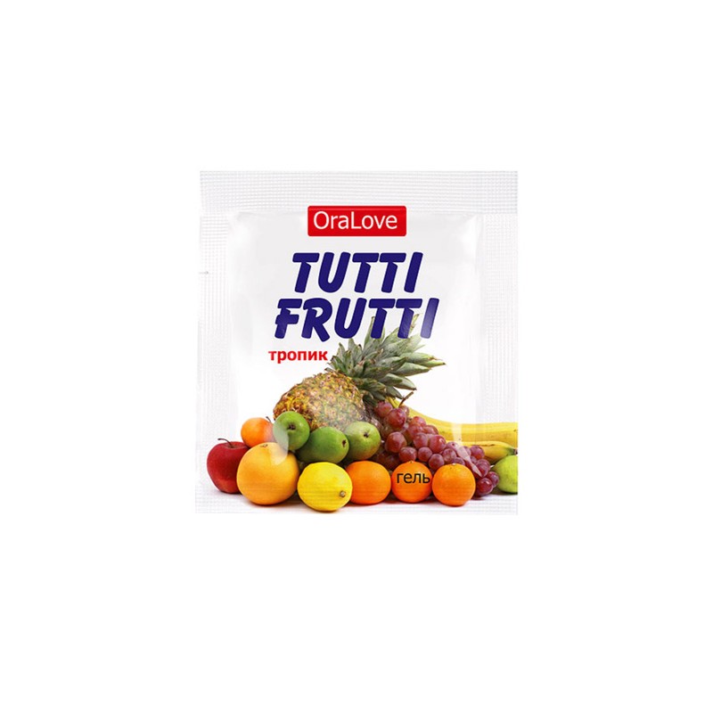 Съедобная гель-смазка TUTTI-FRUTTI для орального секса со вкусом экзотических фруктов ,4гр по 20 шт