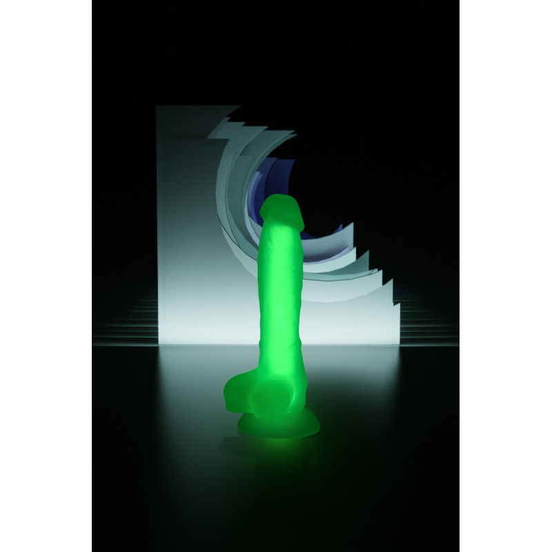 Фаллоимитатор, светящийся в темноте, Beyond by Toyfa Dick Glow, силикон, прозрачный, 18 см