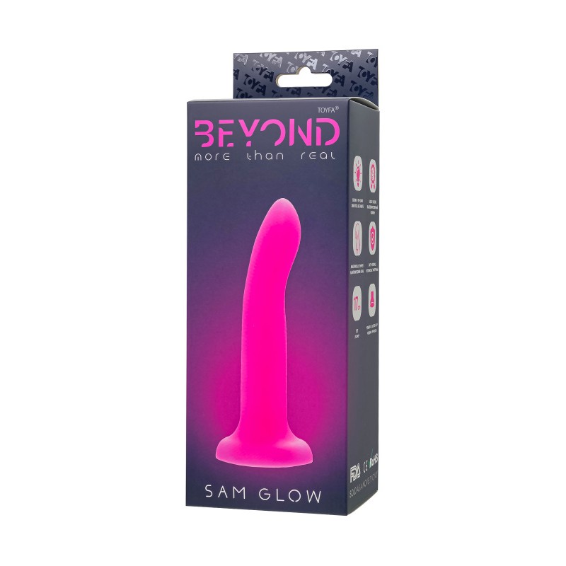 Фаллоимитатор, светящийся в темноте Beyond by Toyfa Sam Glow, силикон, розовый, 17 см