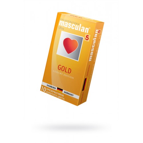 Презервативы Masculan, 5 ultra, золотые, 19 см, 5,3 см, 10 шт.