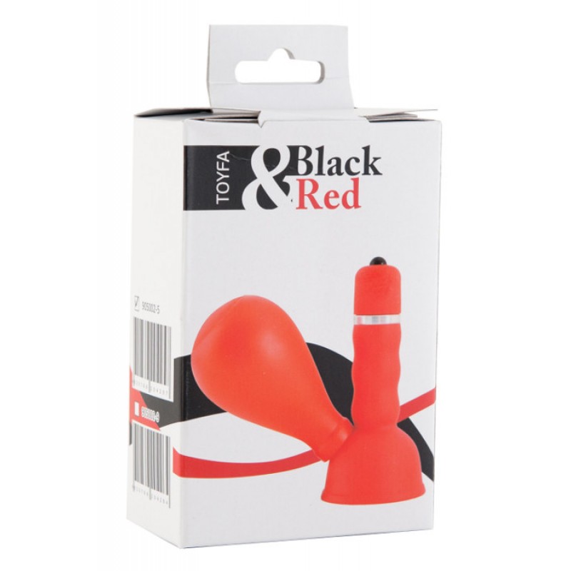 Вибромассажер для сосков Black & Red by TOYFA с грушей, ABS пластик, красный, 8,2 см