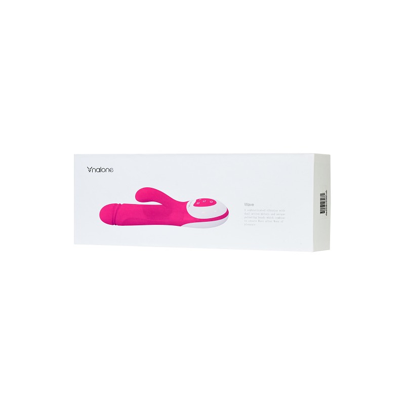 Вибратор с клиторальным стимулятором Nalone Wave, силикон, розовый, 26 см