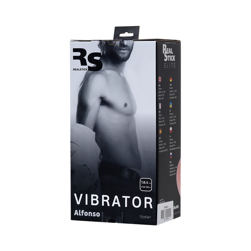 Реалистичный вибратор TOYFA RealStick Elite Vibro, TPR, телесный, 7 режимов вибрации, 18,5 см
