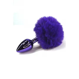 Фиолетовая анальная пробка с фиолетовым заячьим хвостиком (Small)