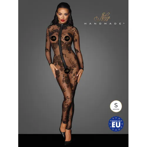 Фото Noir Handmade, Польша Noir Handmade - Длинный комбинезон из кружева и трехсторонней молнией, S (черный)