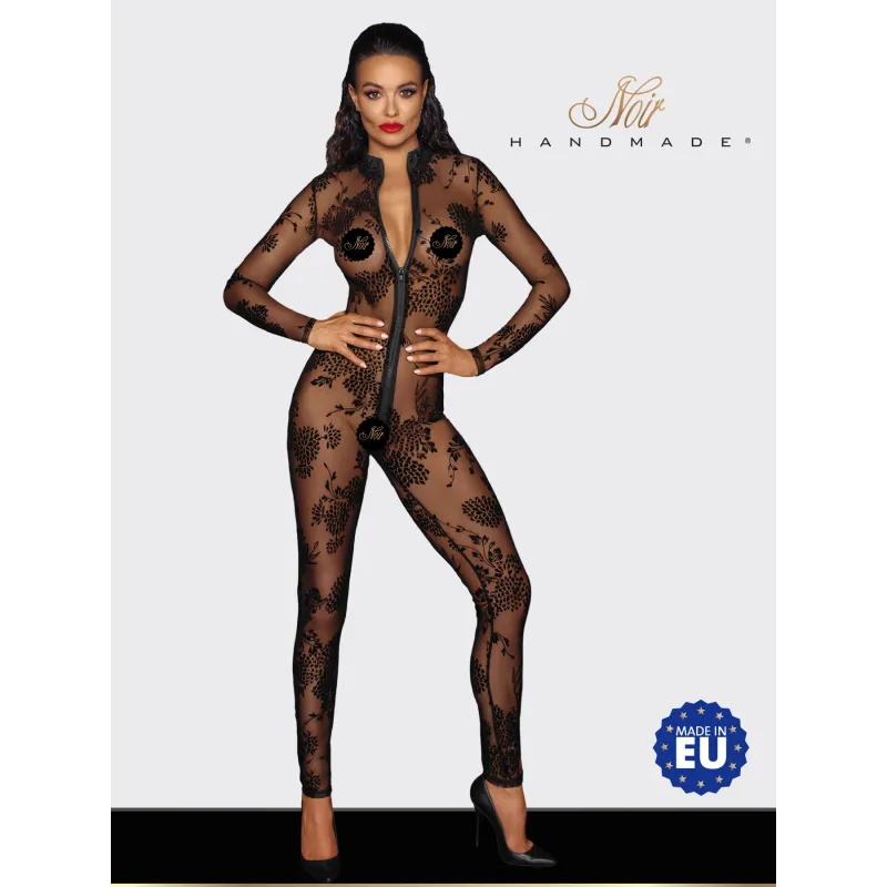 Фото Noir Handmade, Польша Noir Handmade - Длинный комбинезон из кружева и трехсторонней молнией, S (черный)