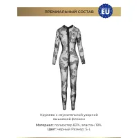 Фото Noir Handmade, Польша Noir Handmade - Длинный комбинезон из кружева и трехсторонней молнией, S (черный)