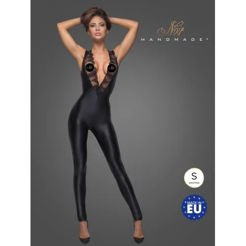 Изображение Noir Handmade, Польша Noir Handmade Sleeveless powerwetlook - эксклюзивный комбинезон с кружевом и двусторонней молнией, S (чёрный)